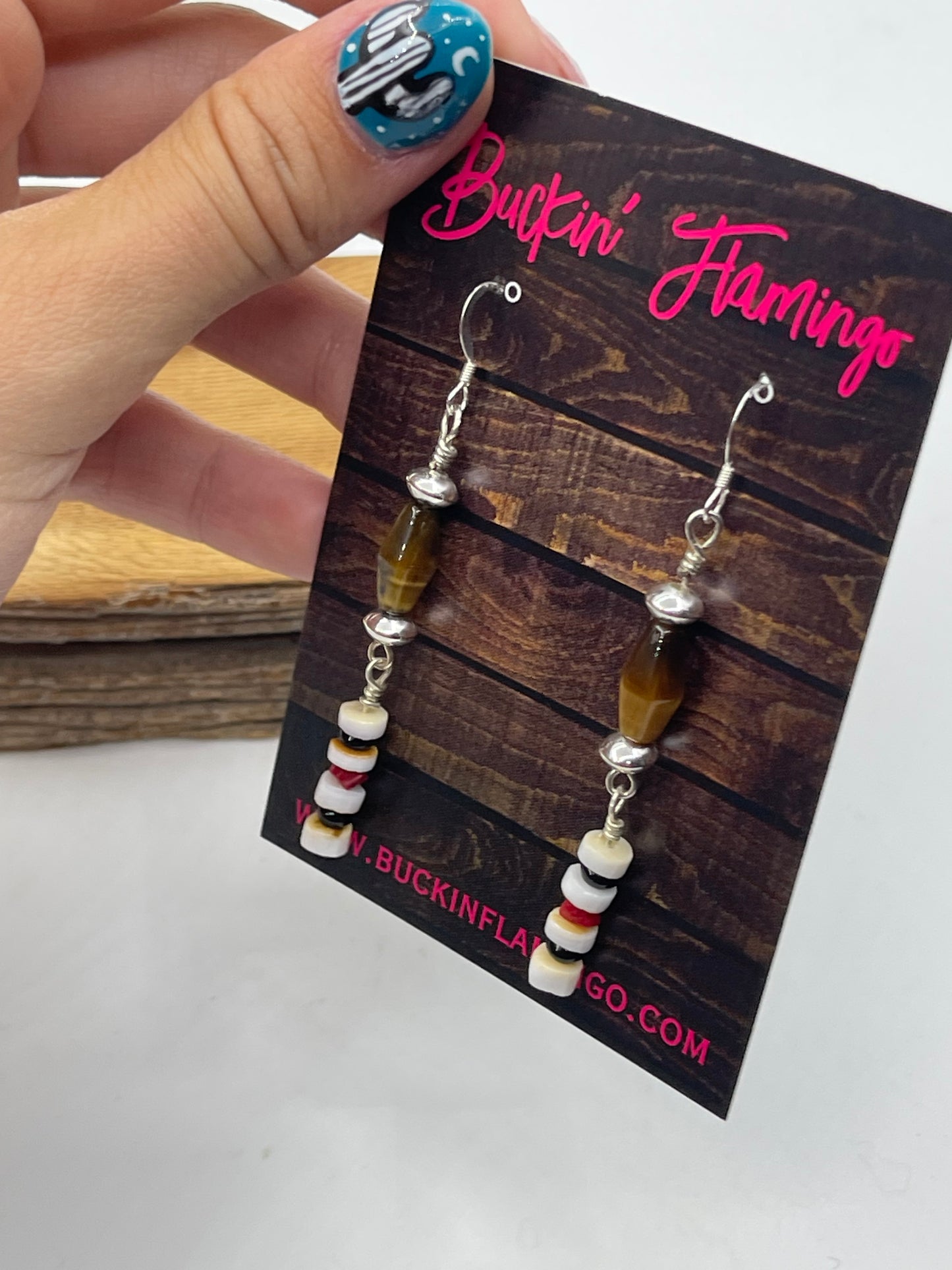 Tigers Eye with Fresh Water Pearls Dangle Earrings