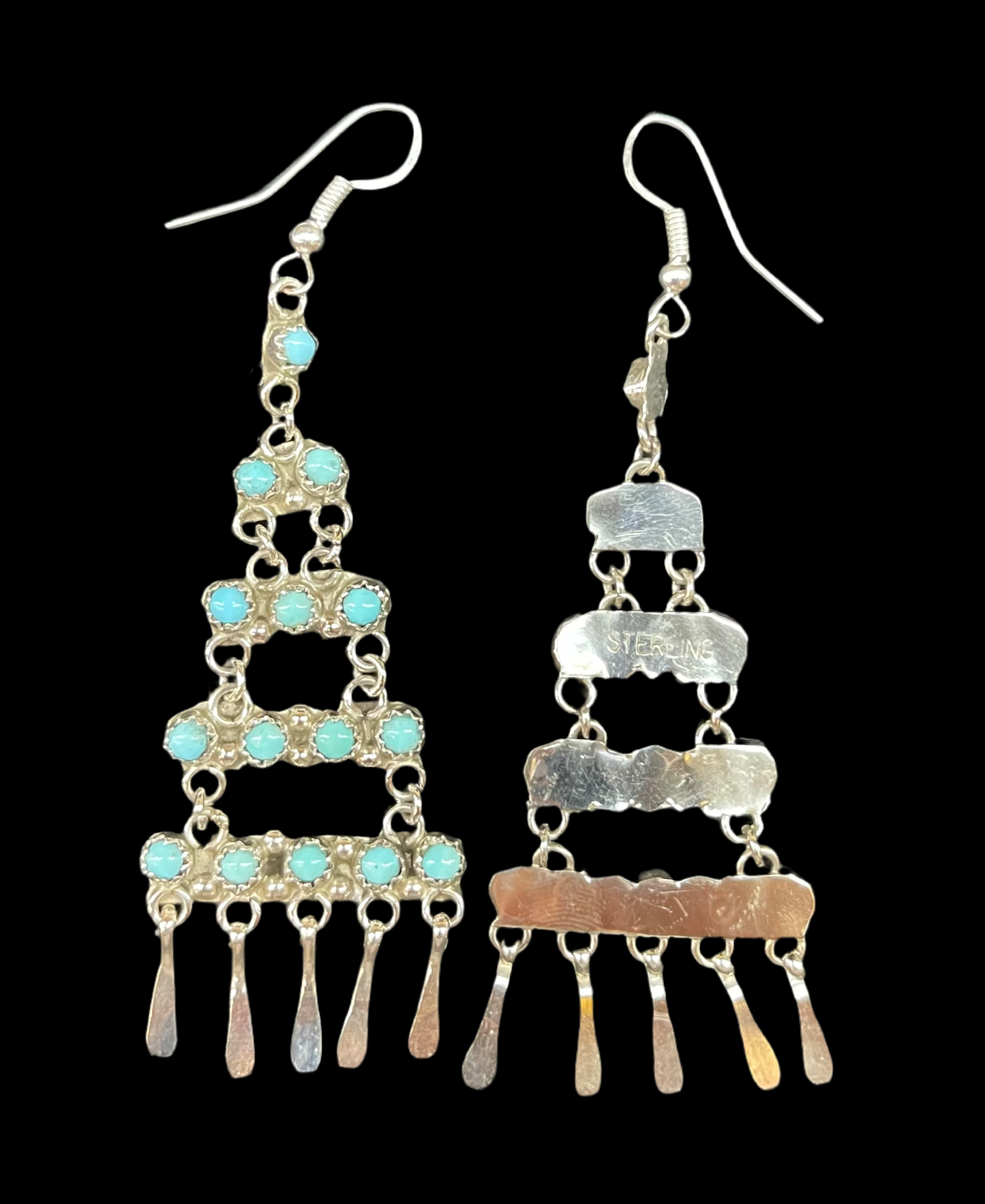 Turquoise Chandelier Style Earrings by Sylvia Chee, Navajo