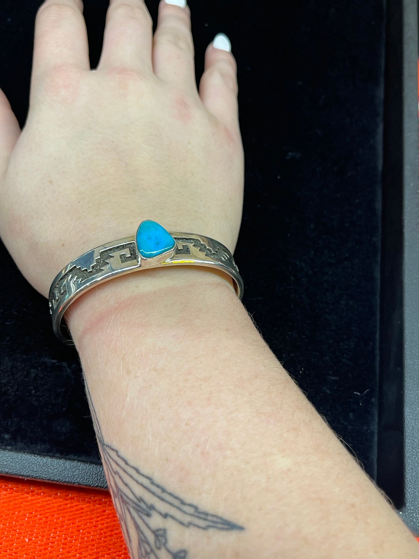 Turquoise Stamped Cuff Bracelet