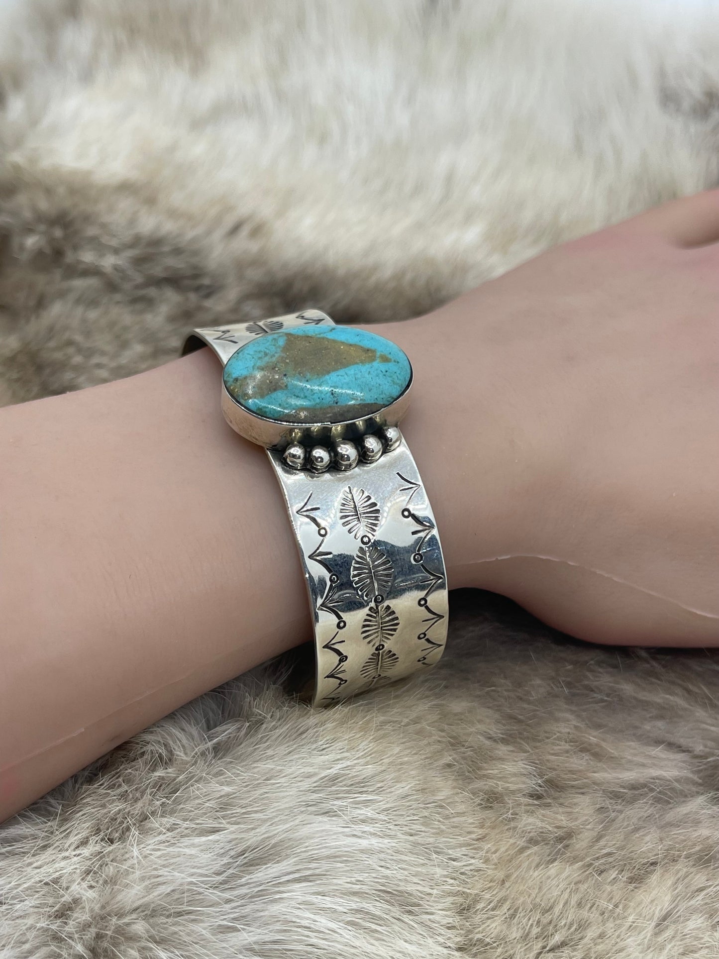 6.75" Oval Turquoise Cuff by Daniel Dakai, Navajo