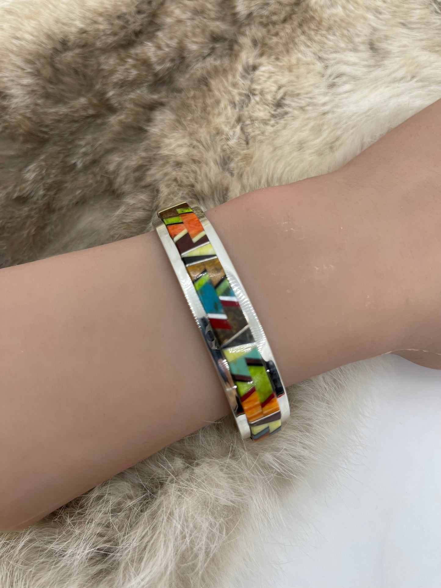 6.5" Inlay Cuff by Marie Jackson, Navajo