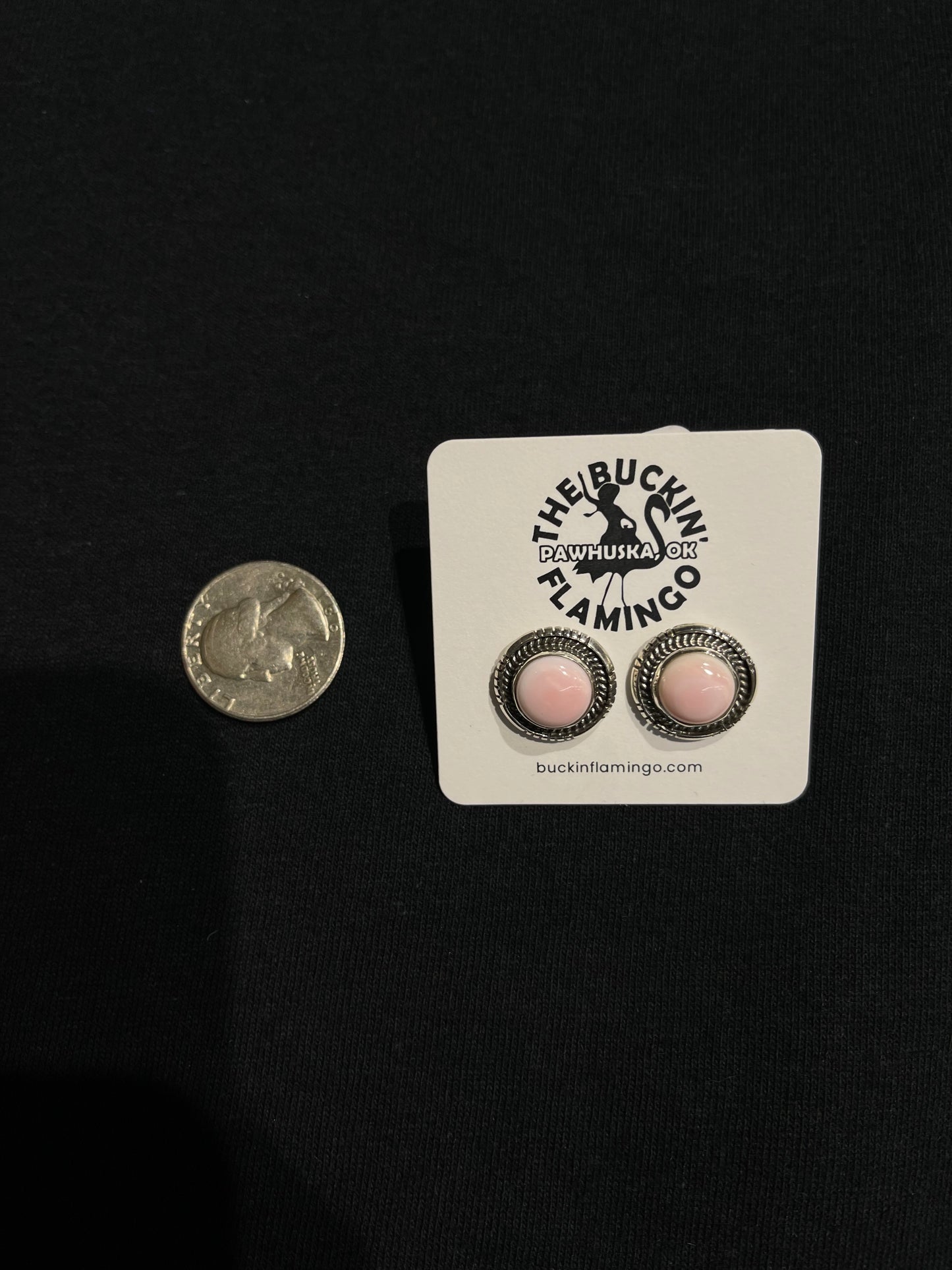 Pink Conch Shell Circle Post Earrings