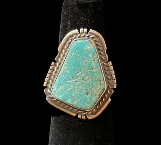 5.5 Sonoran Blue Turquoise Ring by Peggy Skeets, Navajo