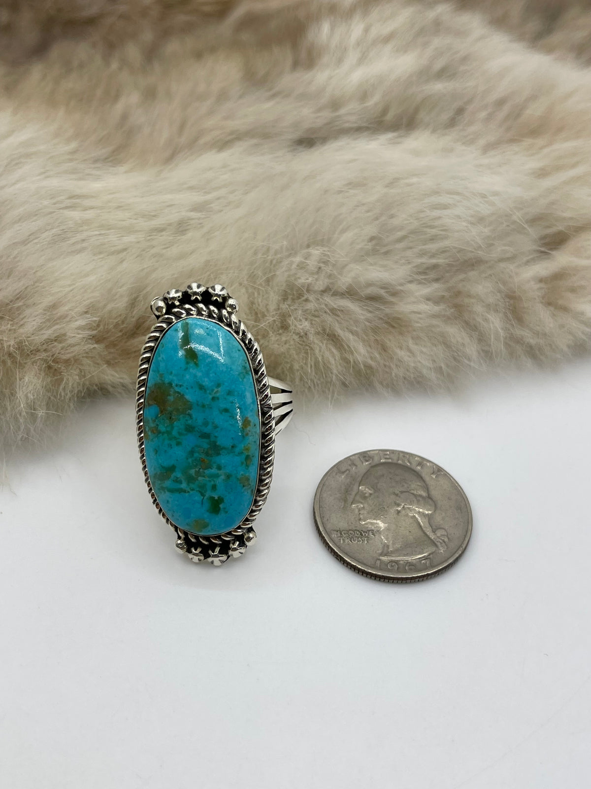 10.0 Kingman Turquoise Ring by Michael Yazzie, Navajo