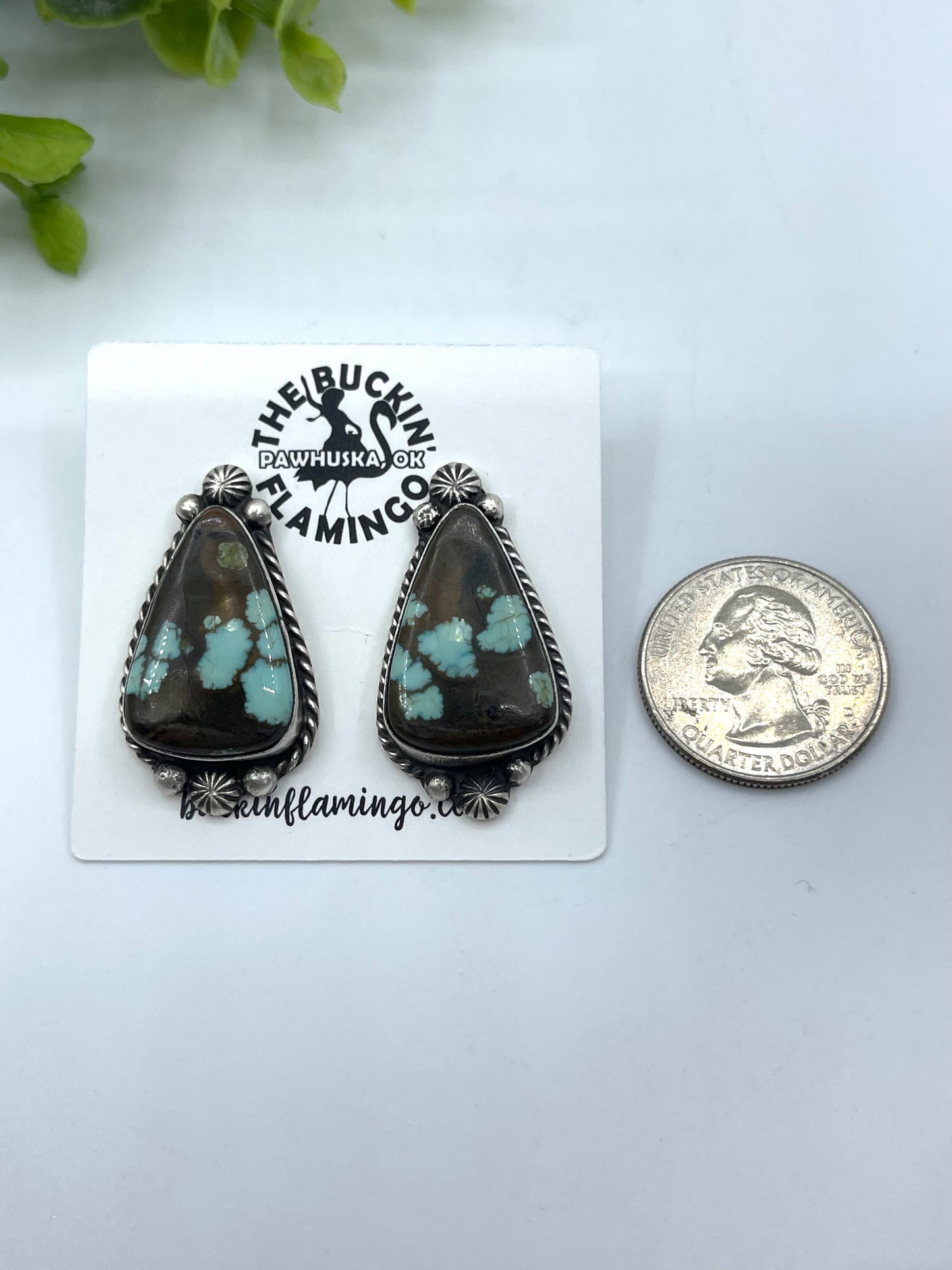 #8 Turquoise Top Post Earrings by Elouise Kee, Navajo