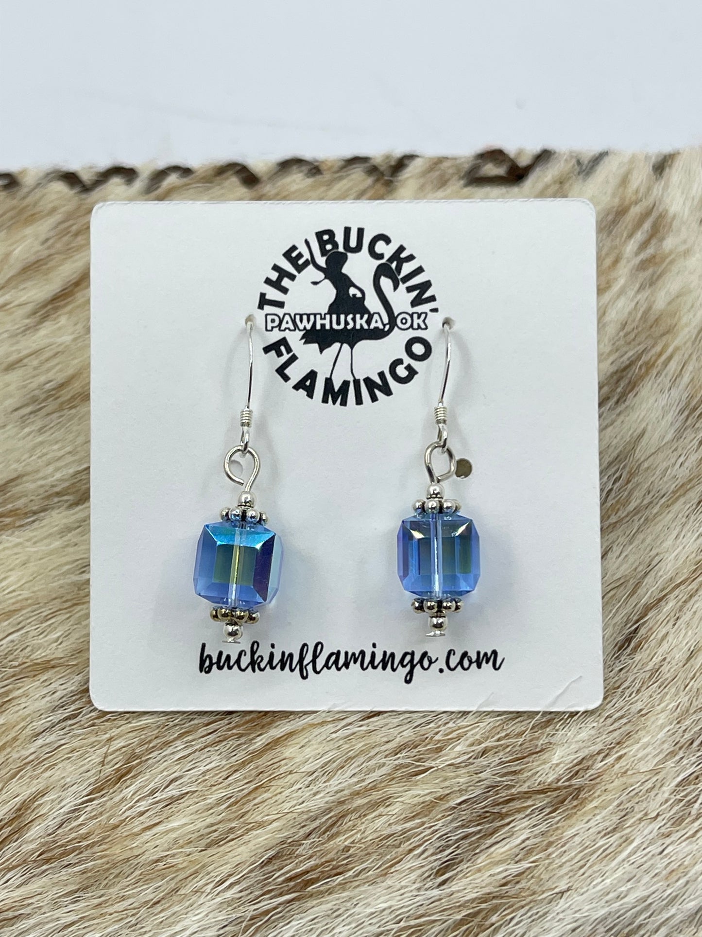 Blue Swarovski Crystal Dangle Earrings