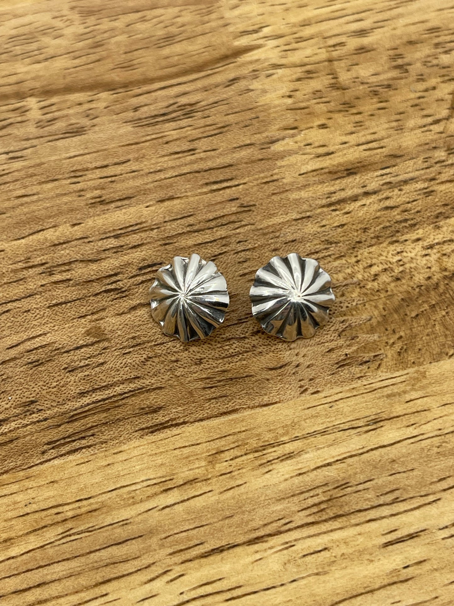 Set of 2 Sterling Silver Concho Buttons by Sally Shurley, Navajo