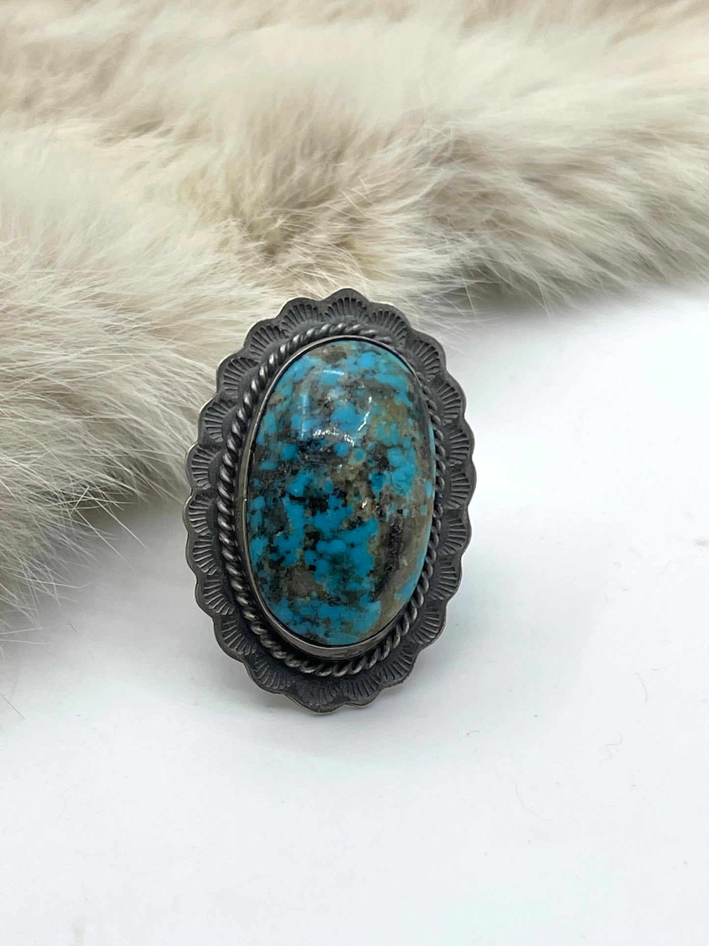 6.5 Persian Turquoise Ring By John Nelson, Navajo