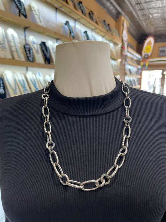 24" Heavy Silver Handmade Paperclip Chain Necklace by Bad Bronc