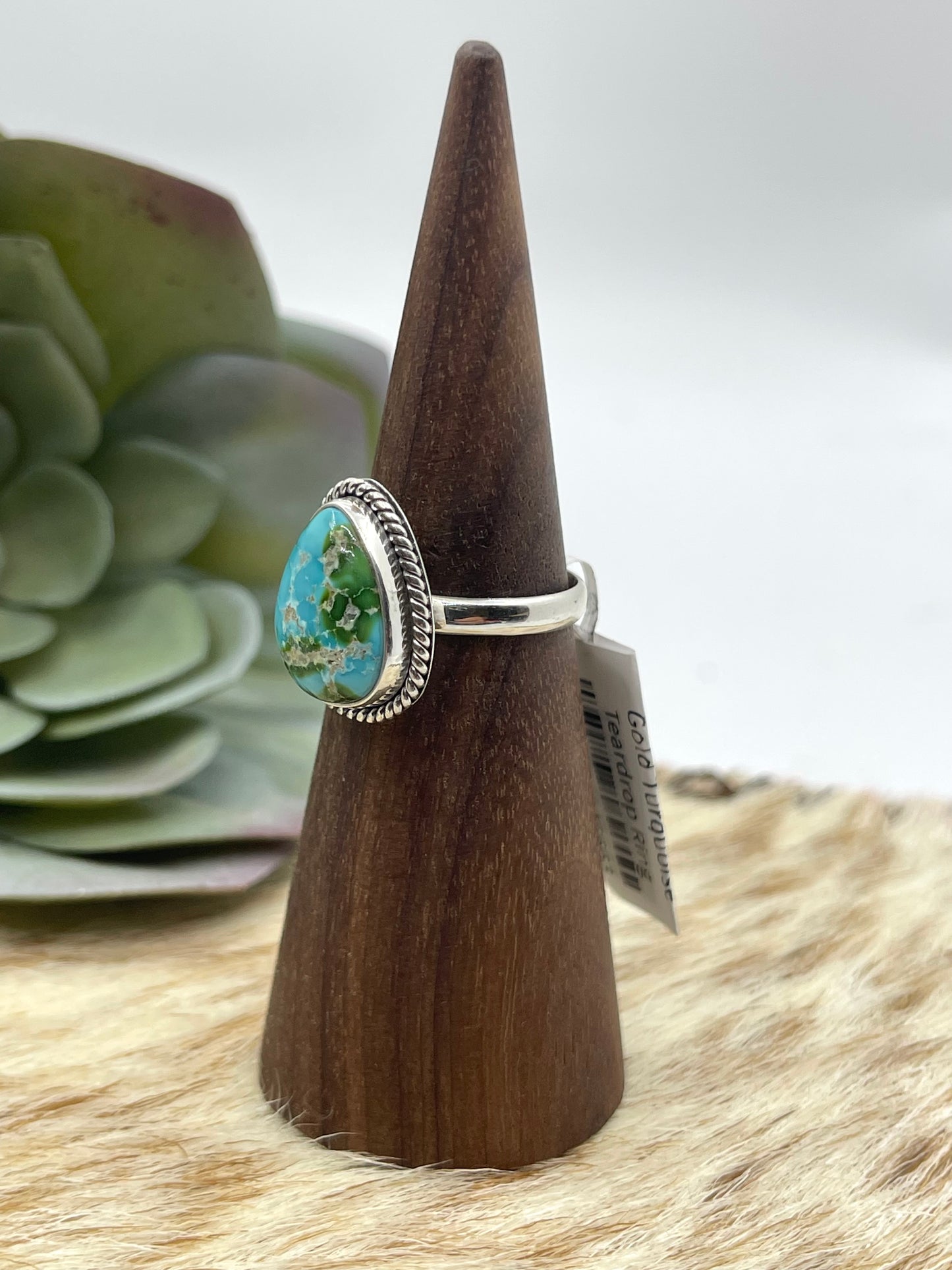 7.0 Sonoran Gold Turquoise Teardrop Ring