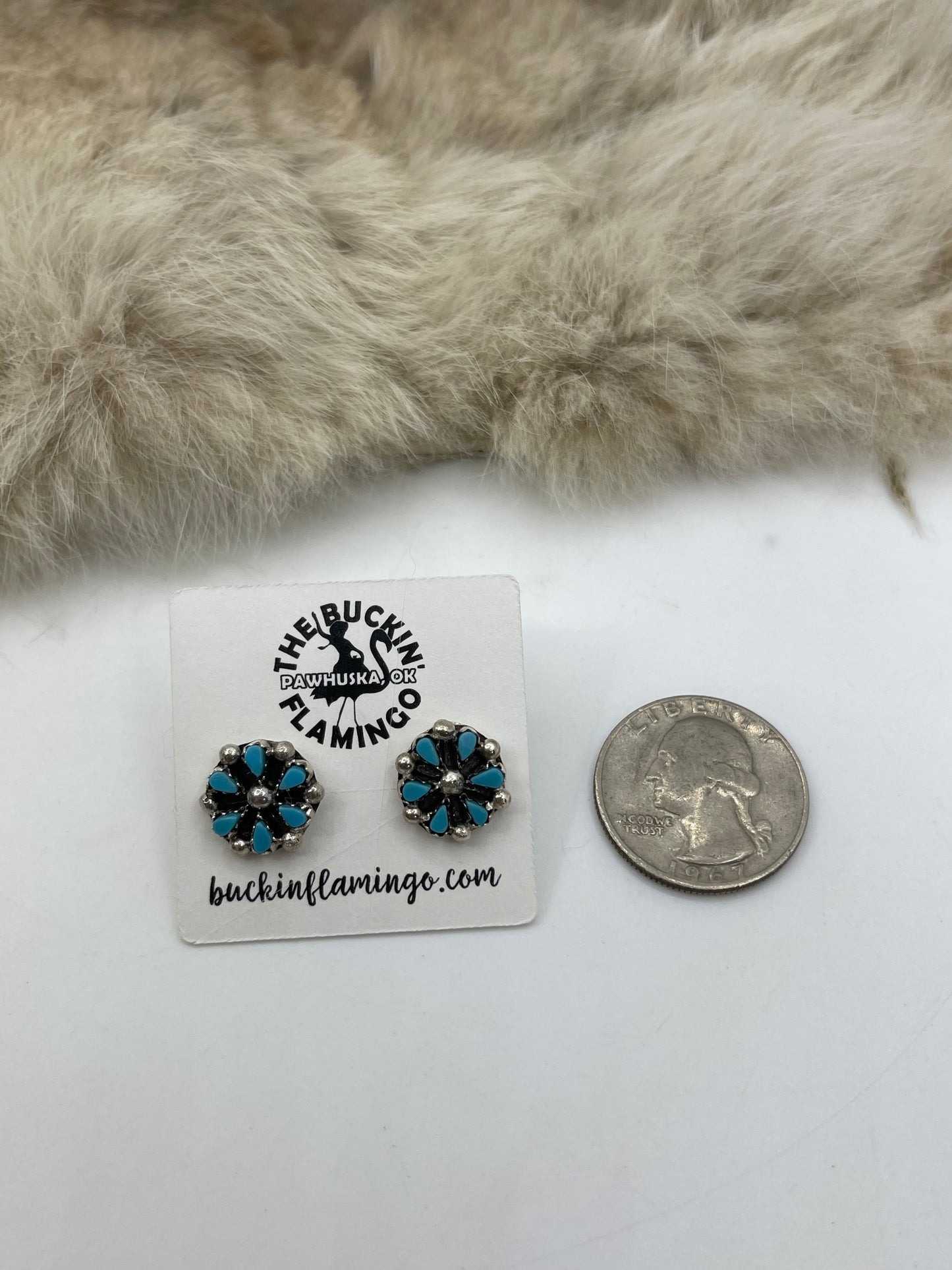 18” + 2” Drop Dainty Zuni Petit Point Cluster Lariat Necklace & Earring Set by Tricia Leekity, Zuni