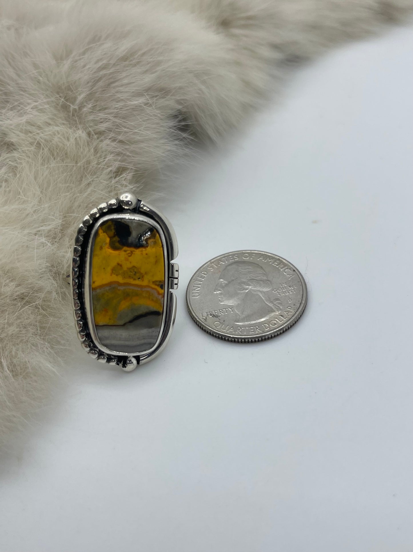 8.0 Bumblebee Jasper Rectangle Ring