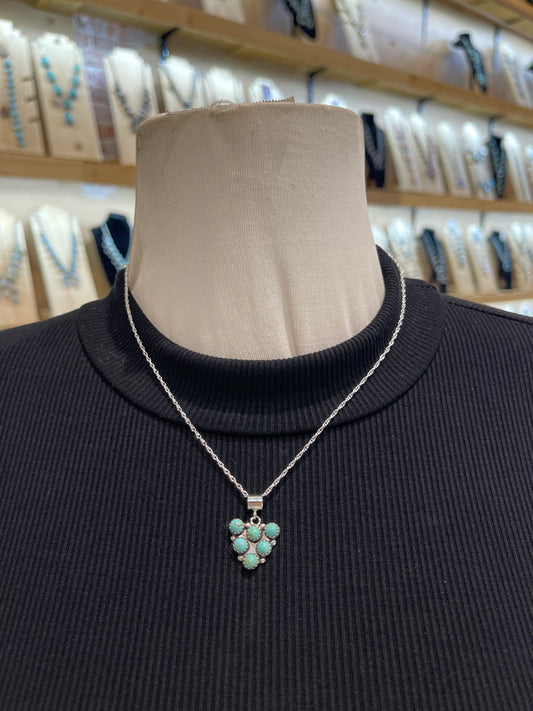 18'' 6 Stone Turquoise Pendant 4.4mm bale by Martin Perry, Navajo