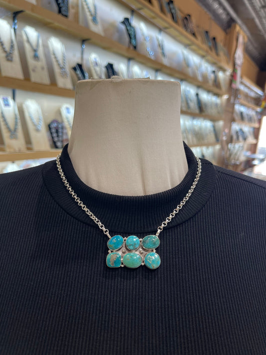 17" 6 Stone Kingman Turquoise Necklace