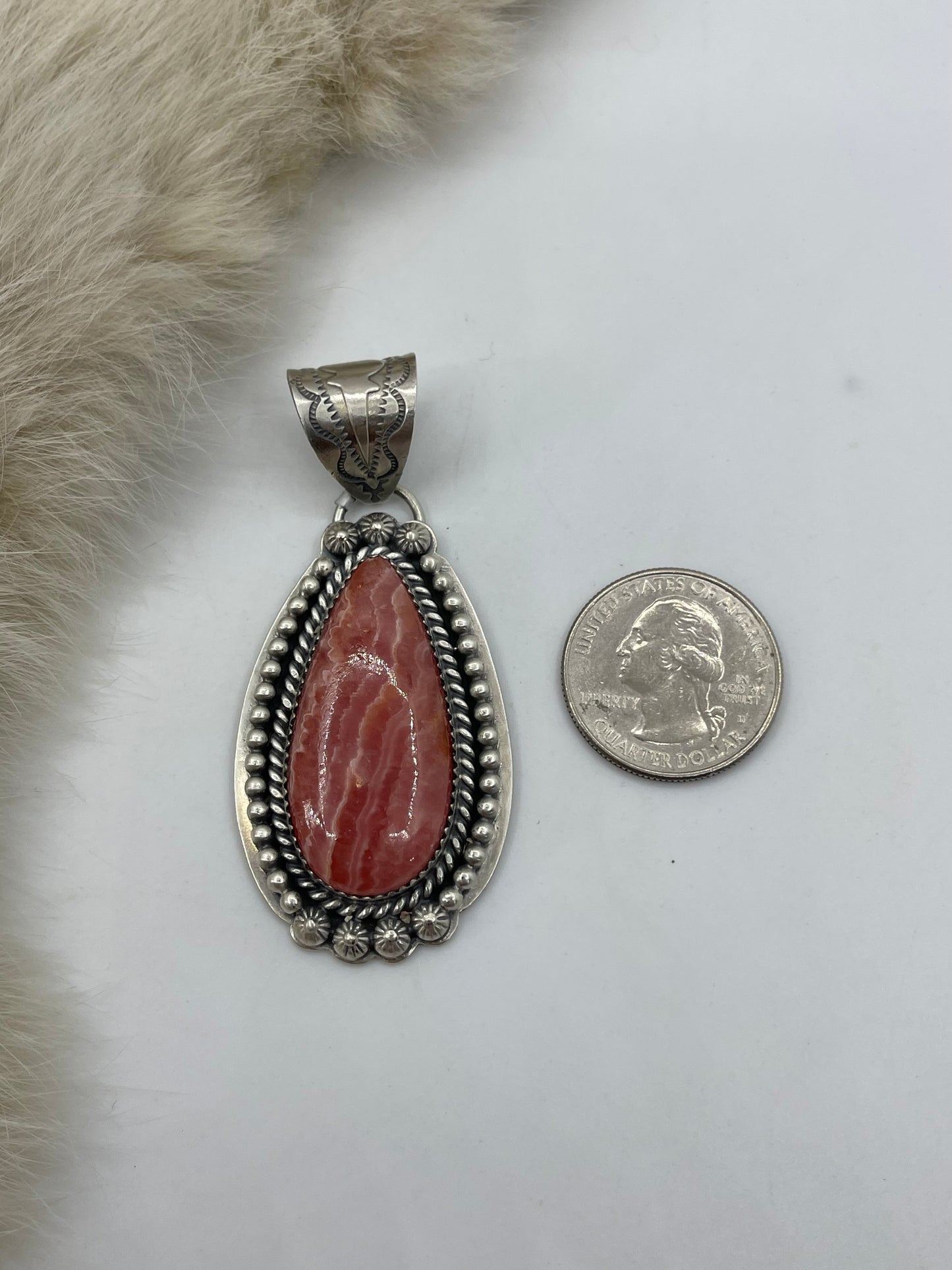 Rhodochrosite Pendant by Jeff Largo, Navajo