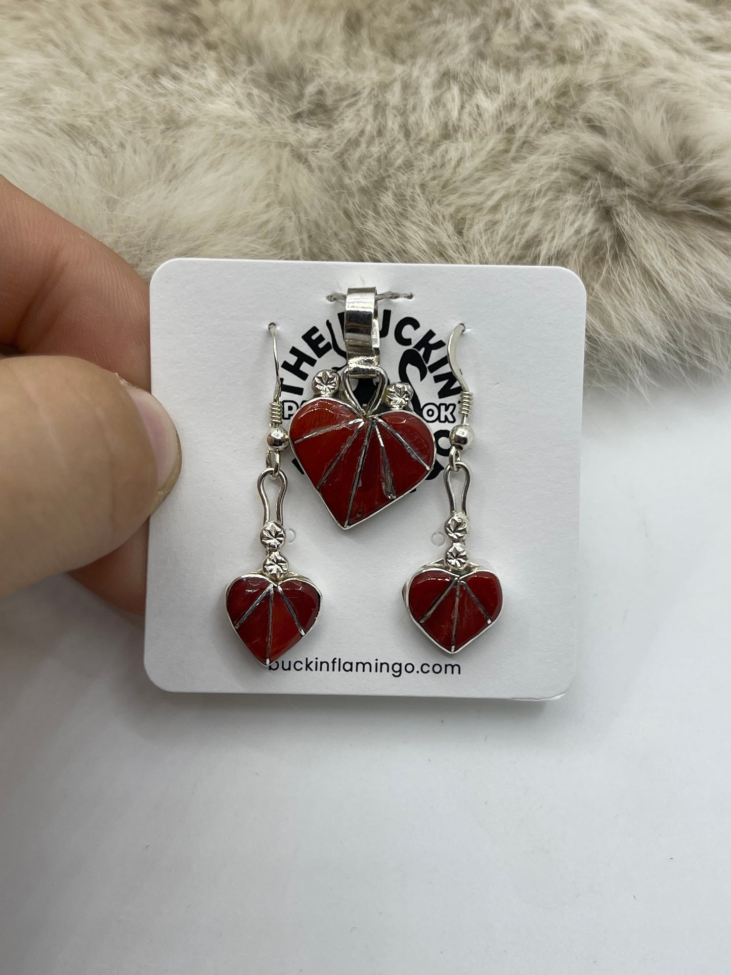 Red Coral Earring & Pendant Set by Ola Eriacho