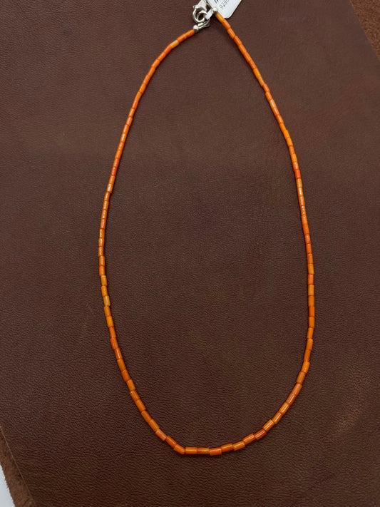 17" Orange Coral Beaded Necklace