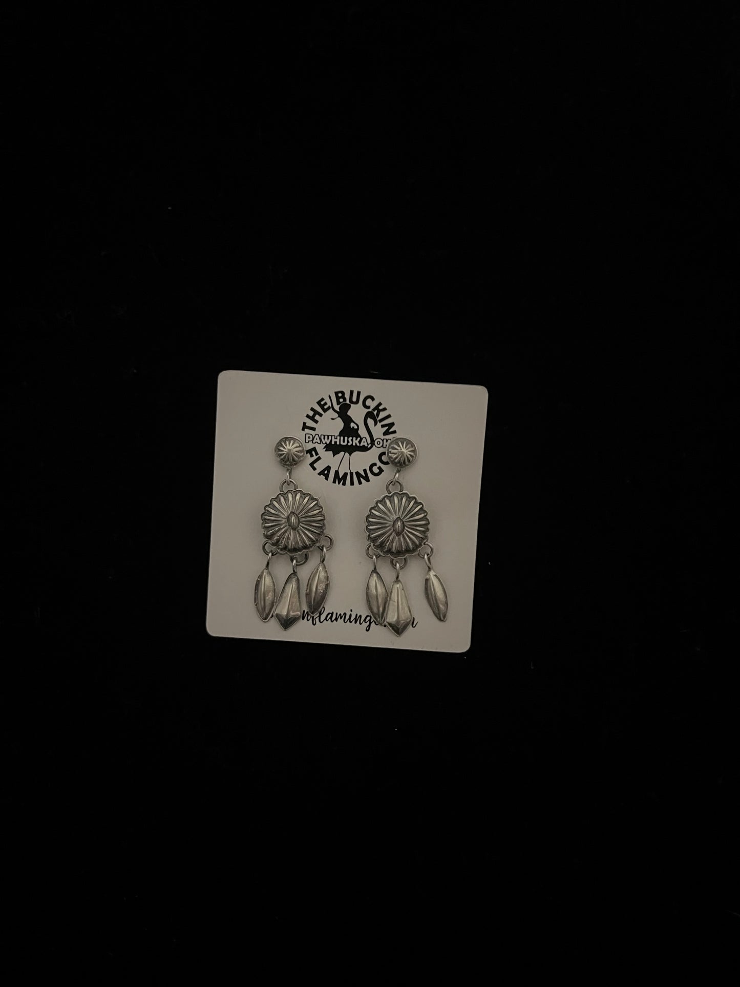 Mini Concho Post Dangle Earrings by Terry Charlie, Navajo