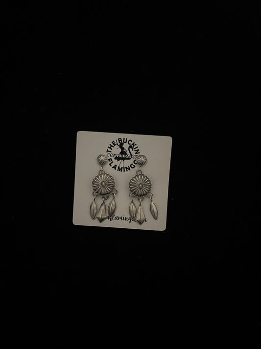 Mini Concho Post Dangle Earrings by Terry Charlie, Navajo