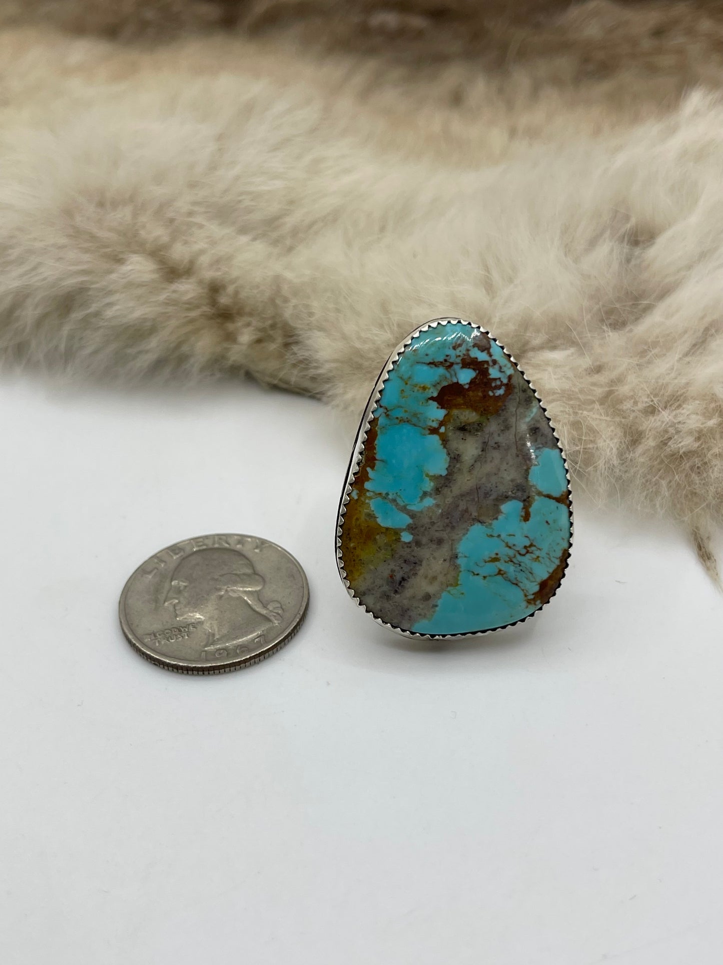 8.5 #8 Turquoise Ring by Carrie Cannon, Kiowa