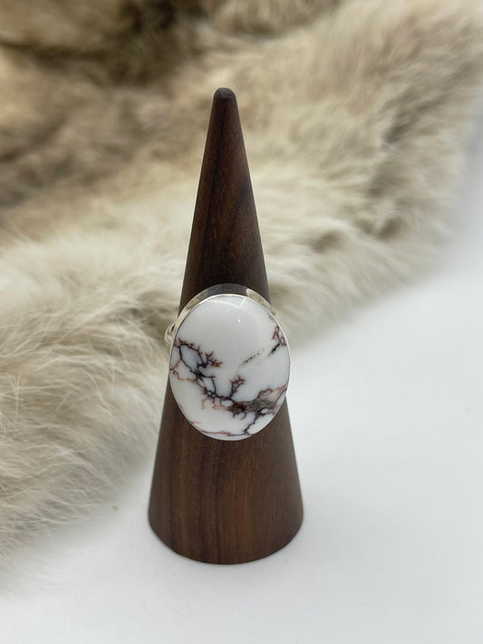 7.0 Oval Wild Horse Ring by David Lopez, Navajo