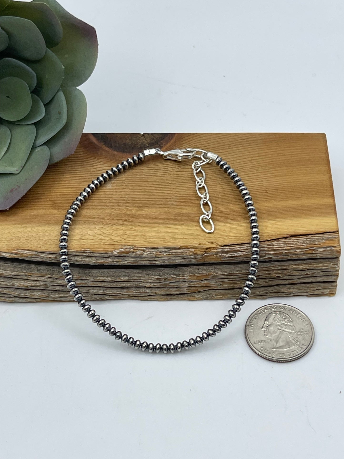 9"+1" 3mm Rondelle Navajo Pearls Anklet