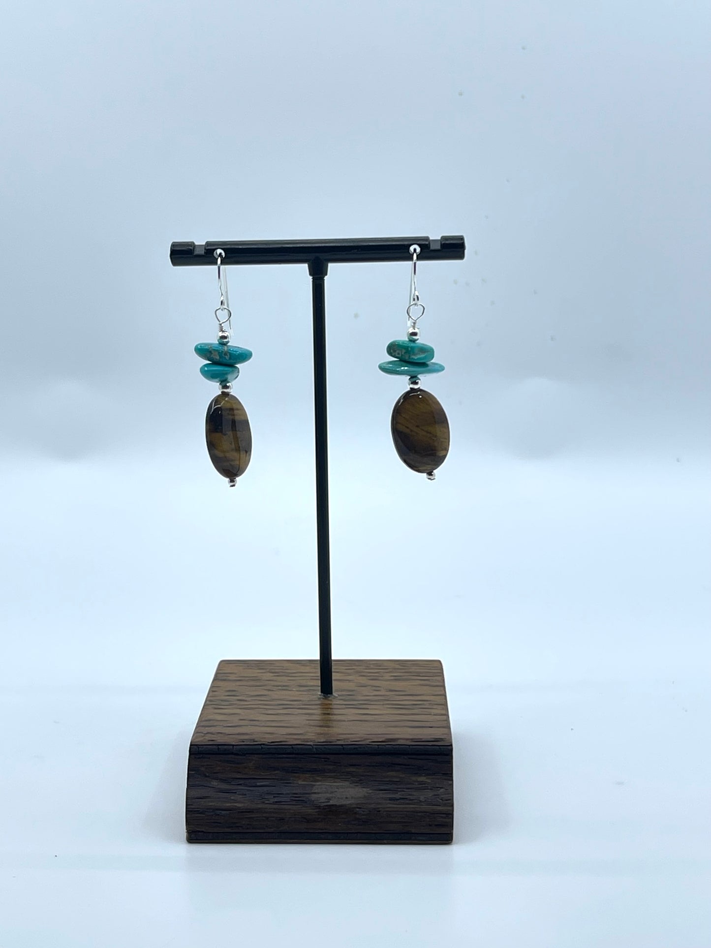 Tiger’s Eye & Turquoise Dangle Earrings