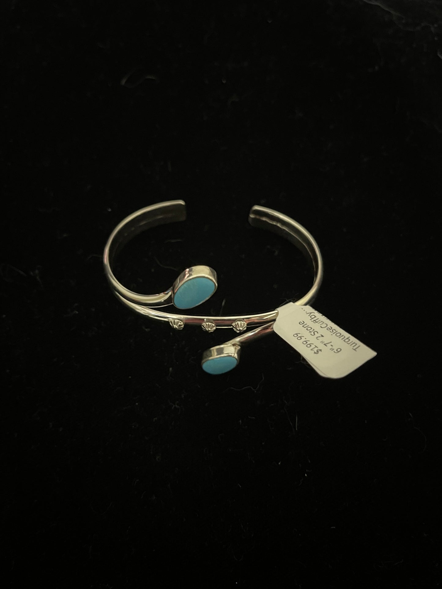 6"-7" 2 Stone Turquoise Cuff by Thomas Yazzie, Navajo