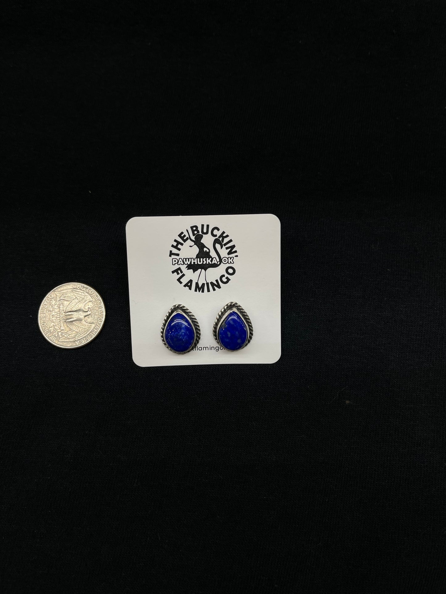 Lapis Teardrop Post Earrings by Judith Dixon, Navajo