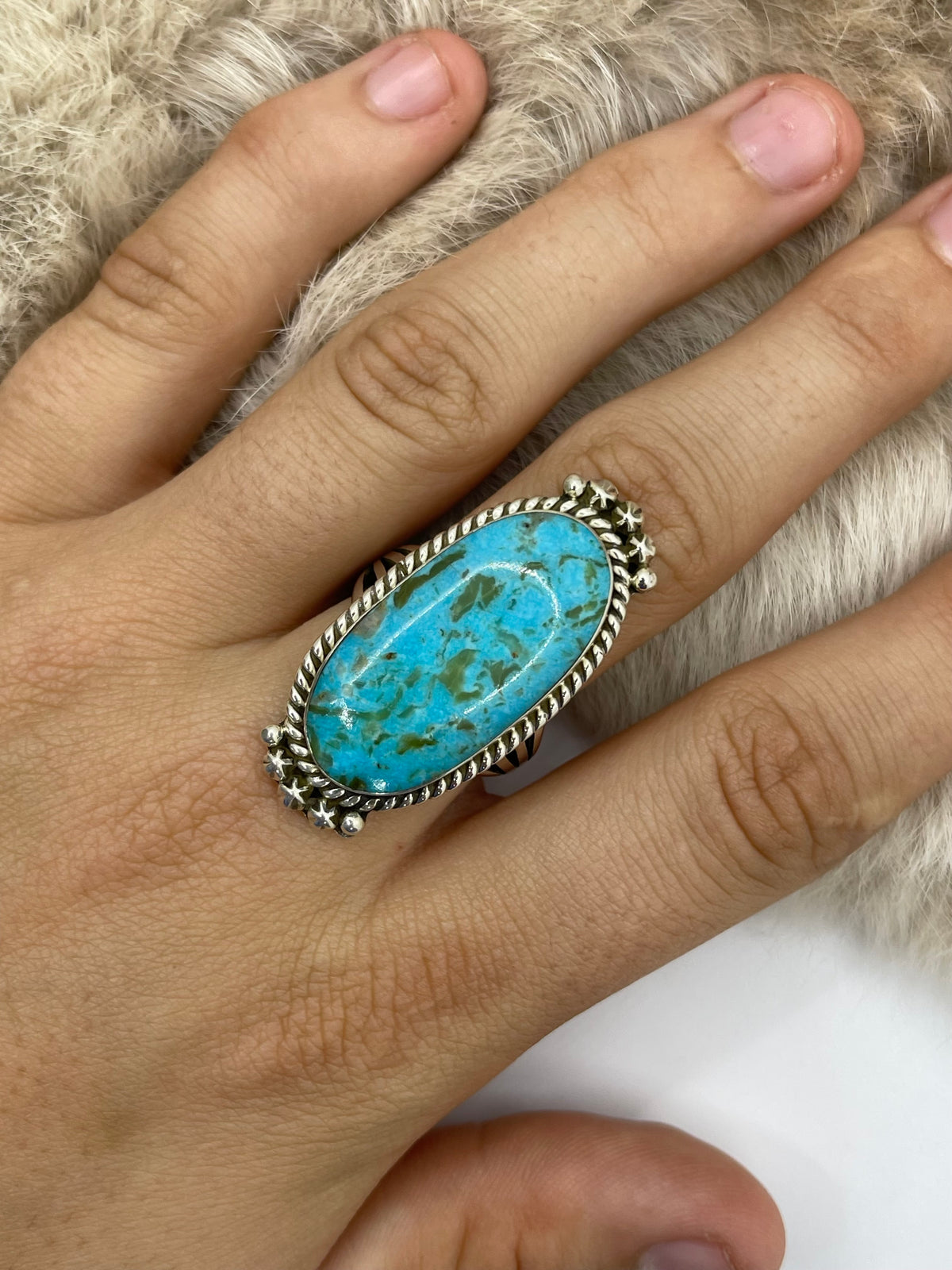 9.0 King Turquoise Ring by Michael Yazzie, Navajo
