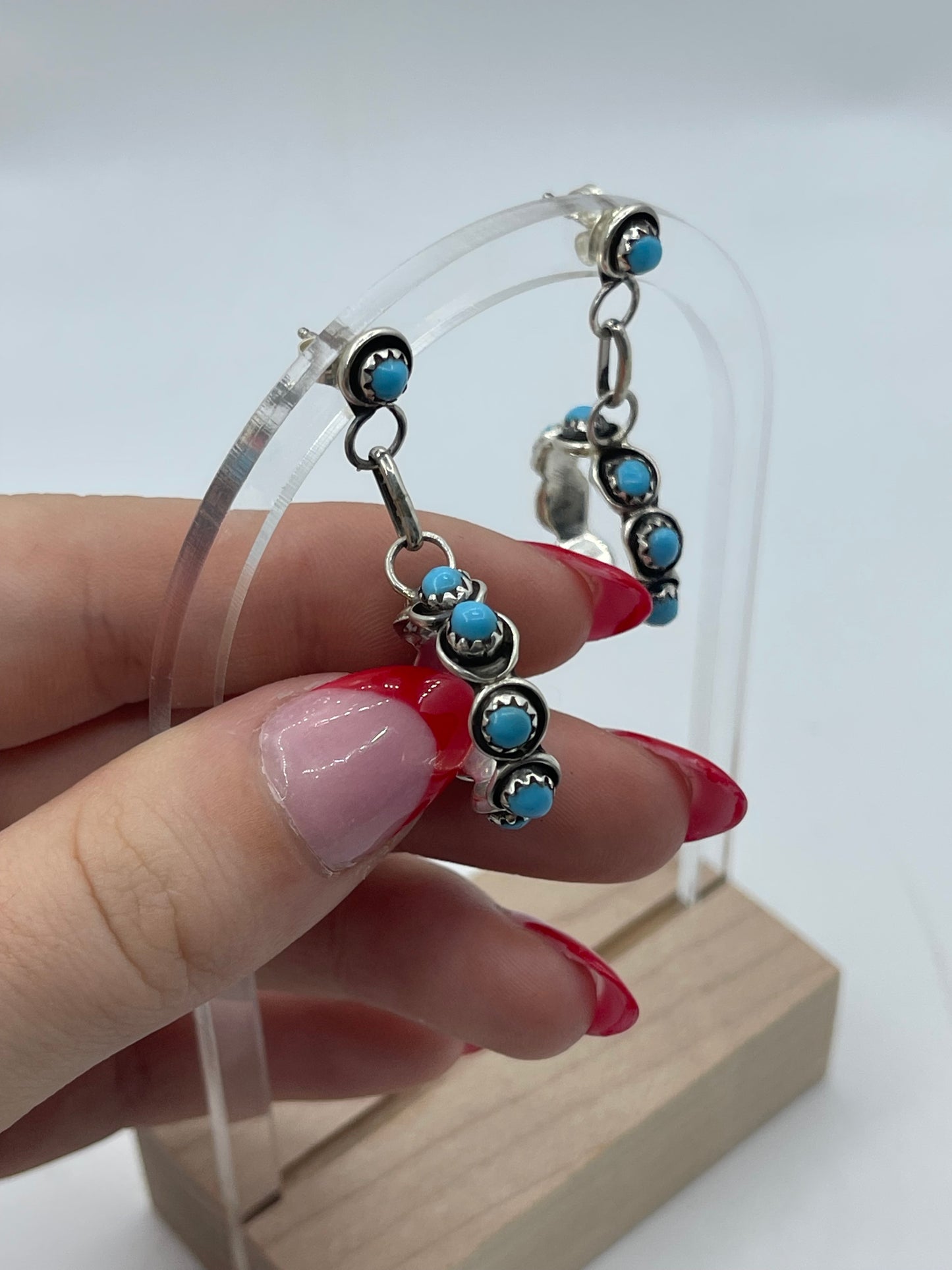 LOT 49 5/31 Turquoise Hoops by Florenda Lonasee, Zuni