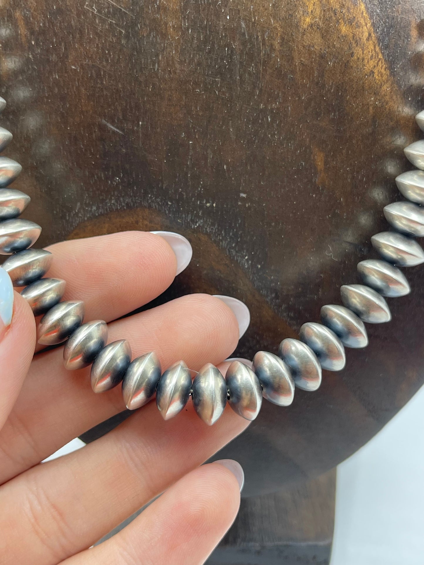 20" 11mm Handmade Navajo Pearls by Bryannen Halwood, Navajo