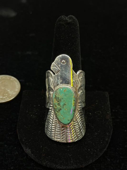 Green Turquoise Thunderbird Ring