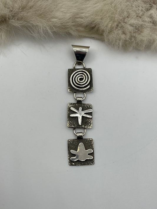 7mm Bail Triple Dangle Mini Petroglyph Pendant by Alex Sanchez, Navajo