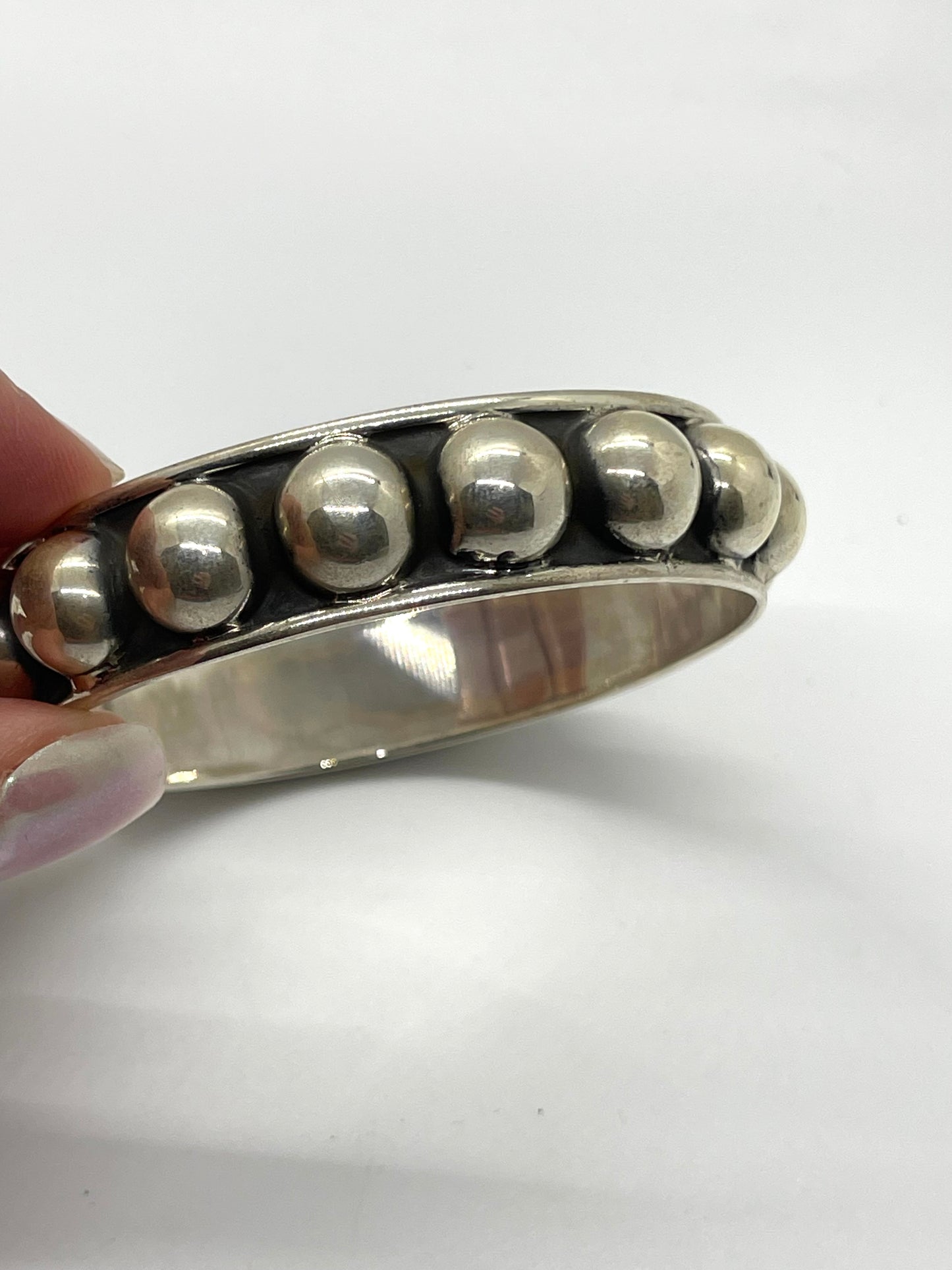Sterling Silver Bubble Bangle with 12mm Silver Dot