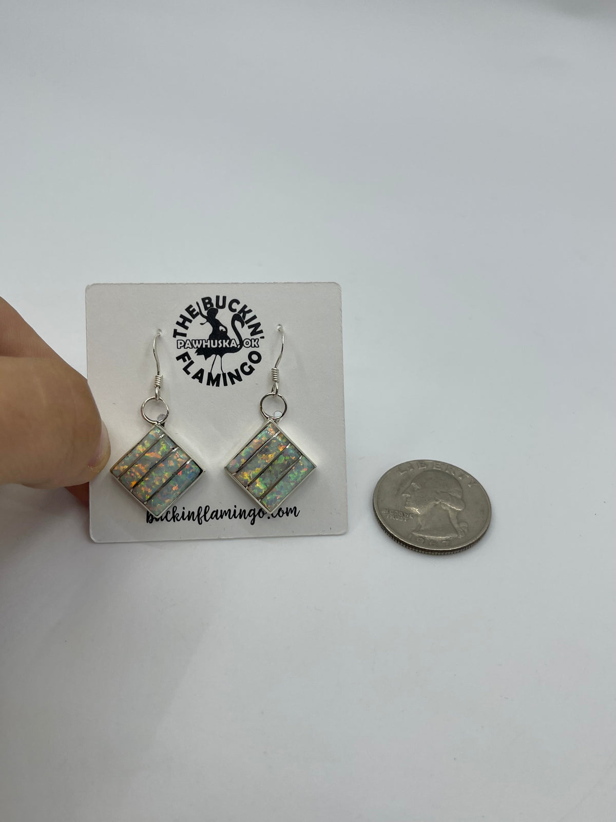 White Opal Earrings by Michelle Haloo, Zuni