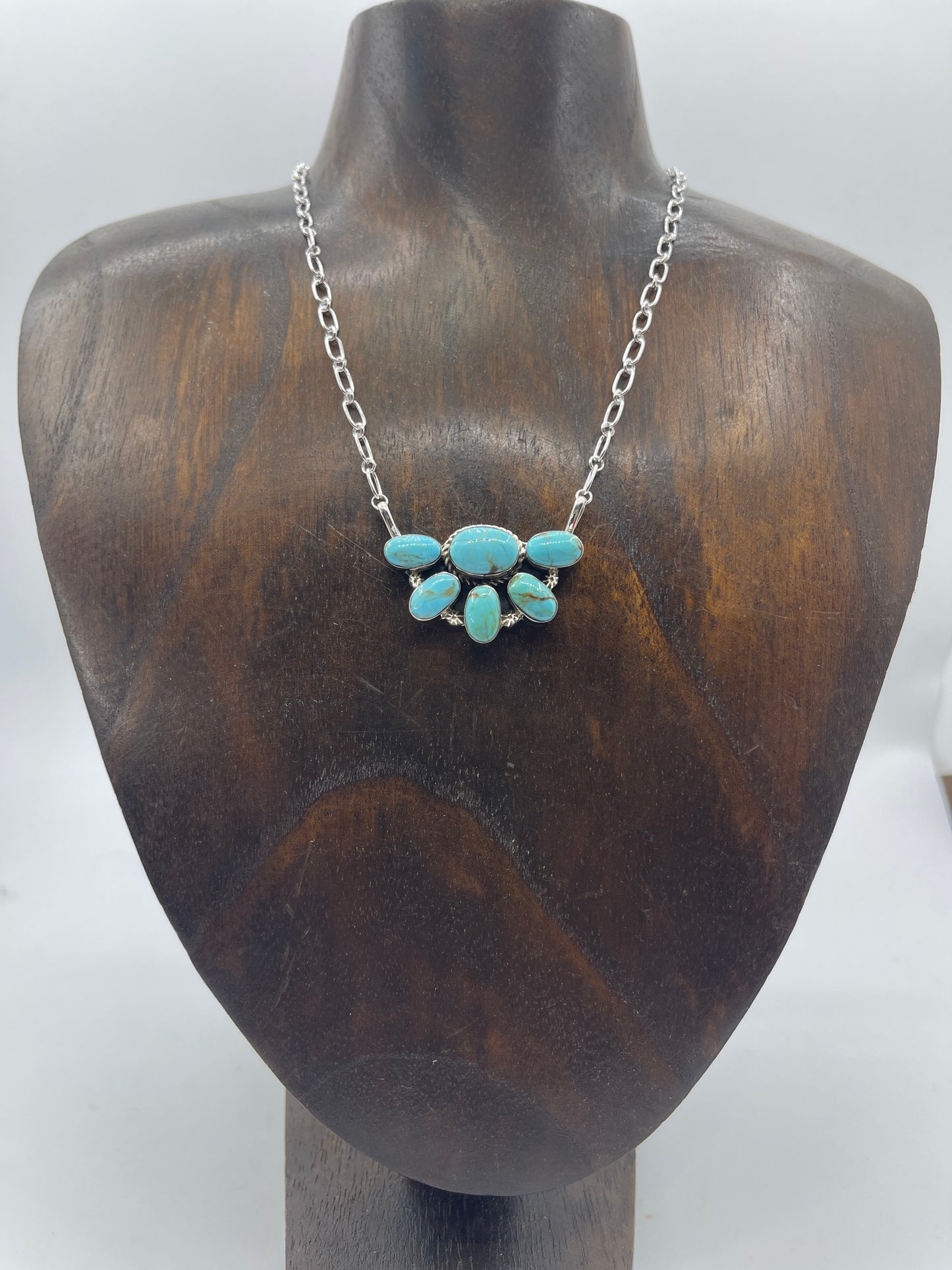 Half Cluster Turquoise Necklace by Kimberly Yazzie, Navajo