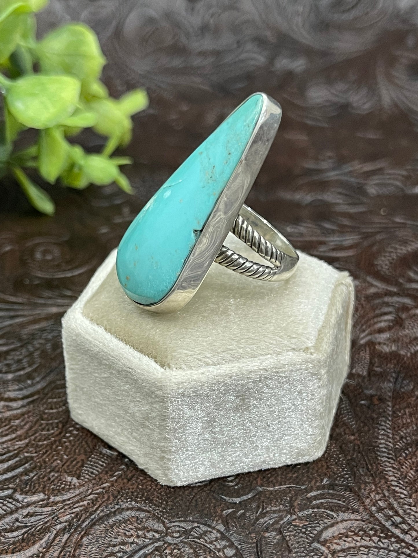 6.5 Kingman Turquoise Large Teardrop Ring
