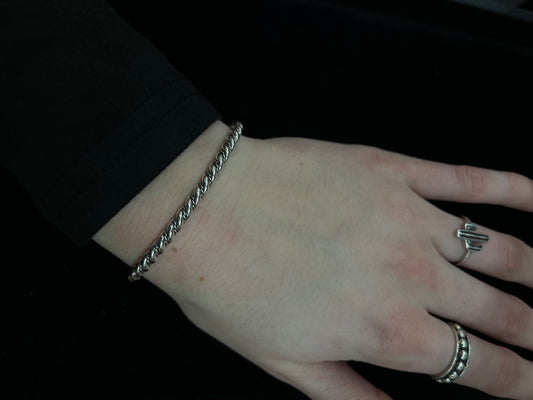 5 1/2"-6 3/4" Sterling Silver Twisted Cuff by Elaine Tahe, Navajo