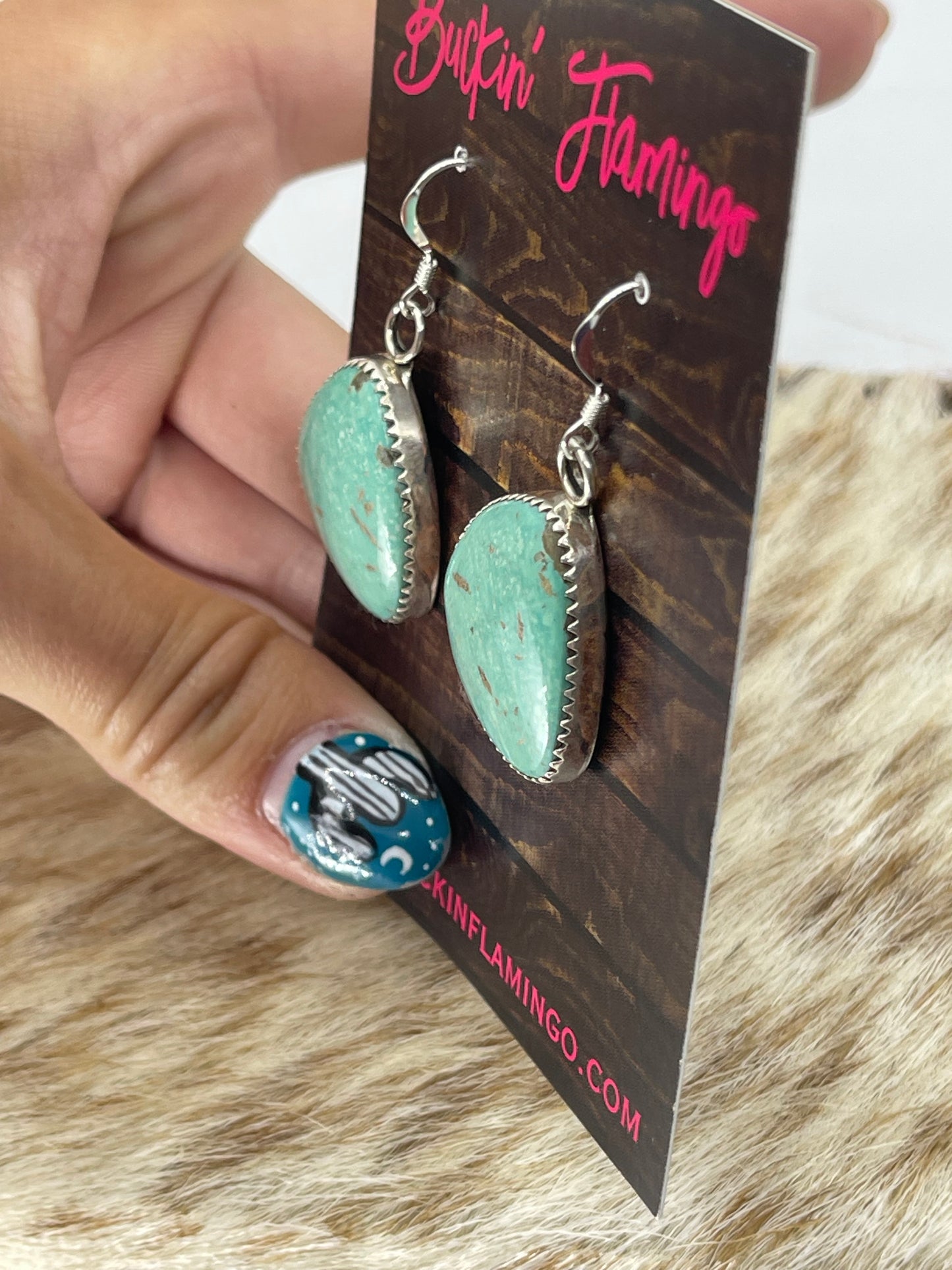 Turquoise Triangle Dangle Earrings by Hiram largo, Navajo