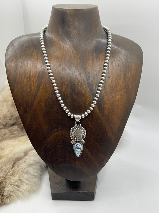 16" 6mm Golden Hills Turquoise with Double Layer Concho Necklace by Sharon McCarthy, Navajo