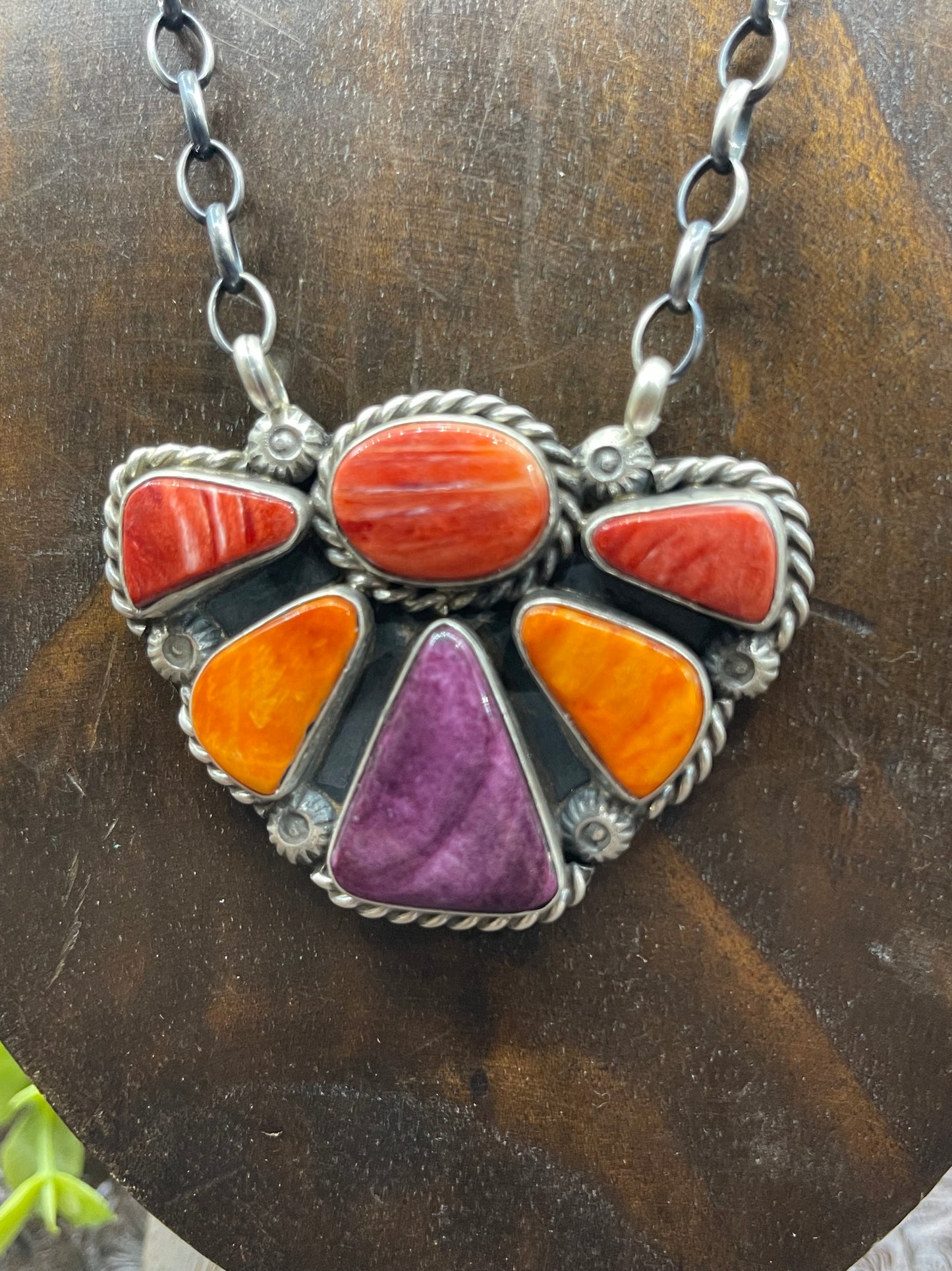 16" Spiny Oyster Cluster Necklace by Augustine Largo