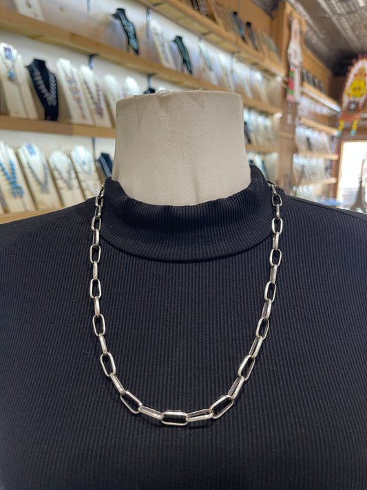 24" Handmade Paperclip Chain by Kevin Shorty, Navajo 7.1mm Wide