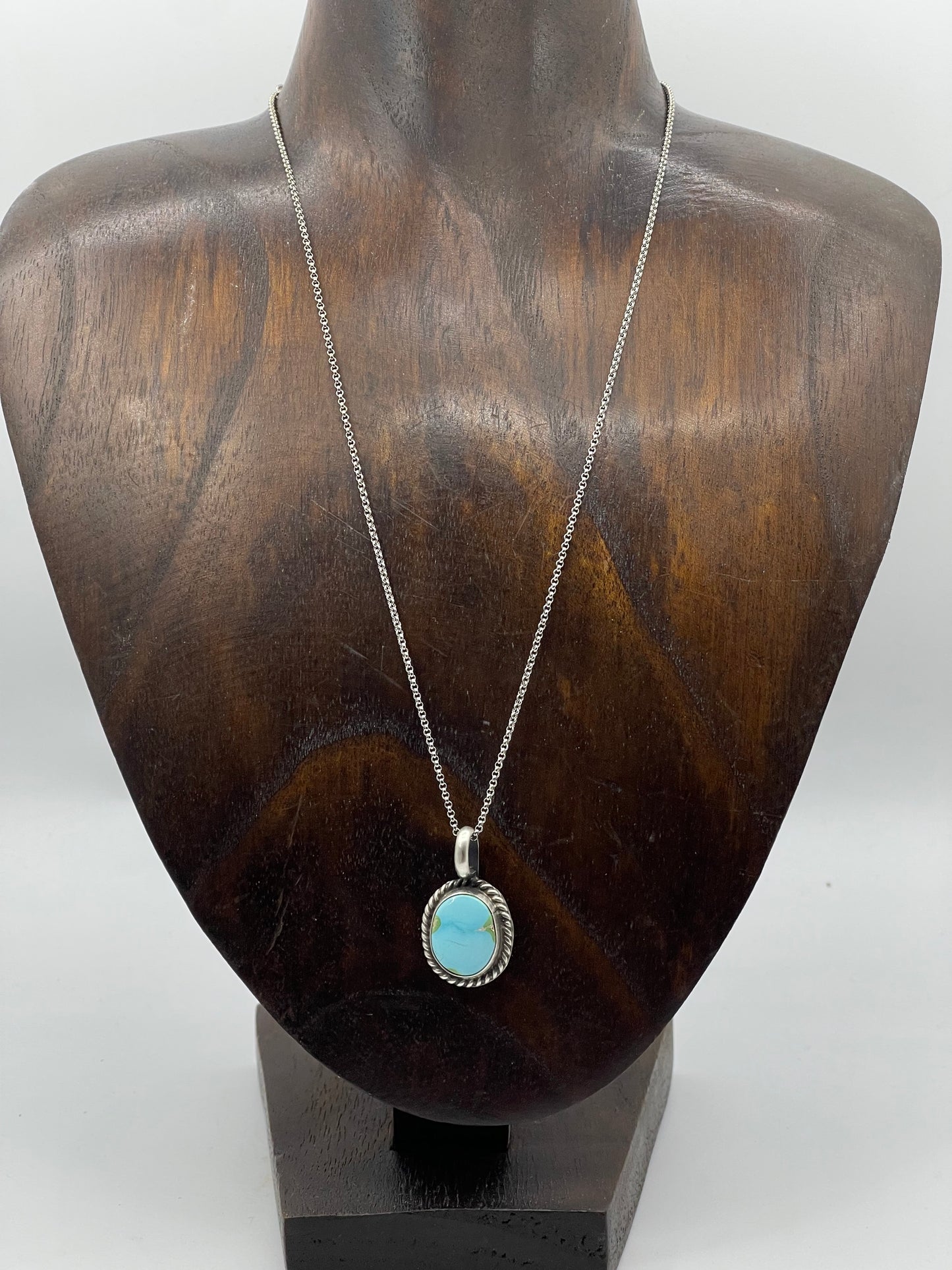 18" Sonoran Gold Turquoise Oval Necklace by Judith Dixon, Navajo
