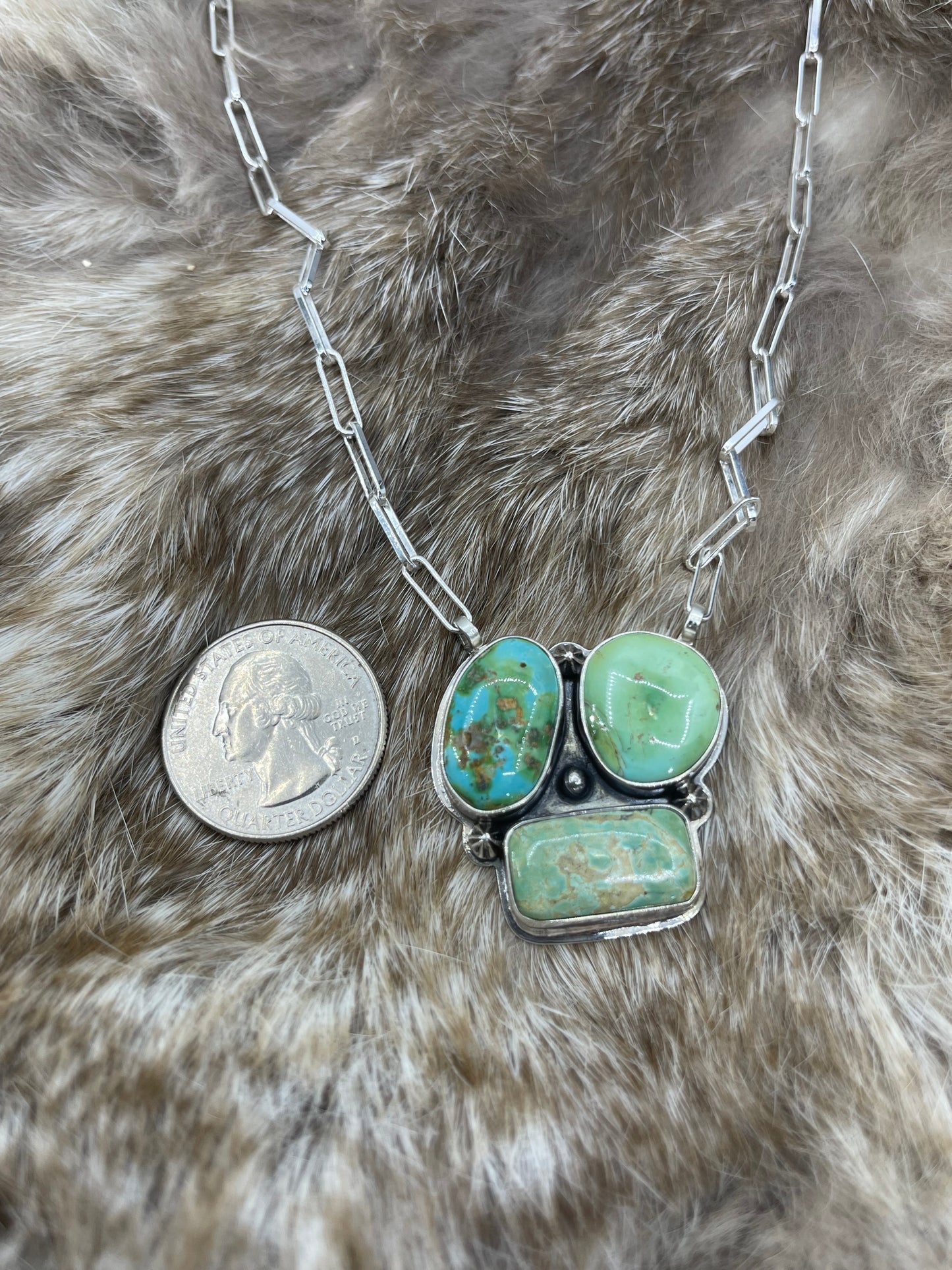18" 3 Stone Sonoran Gold Turquoise Necklace