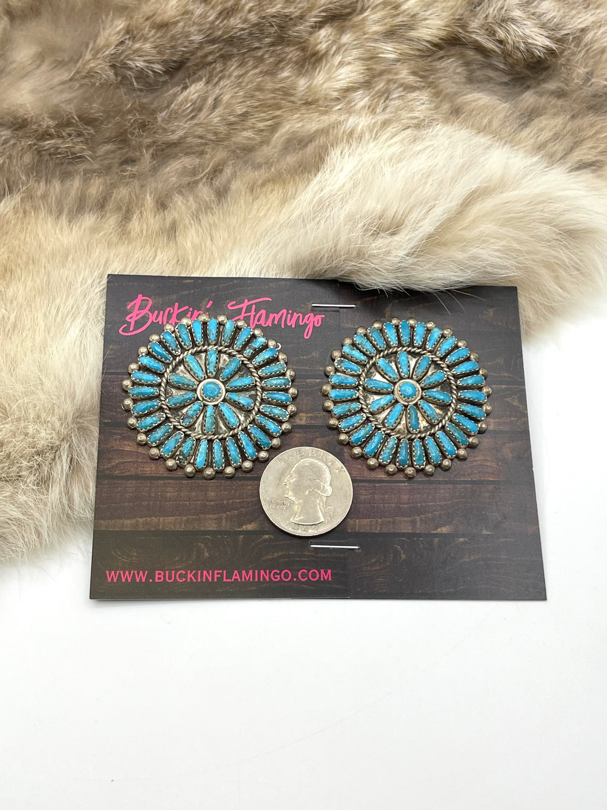 Turquoise Cluster Earrings by Philena ByJoe, Navajo