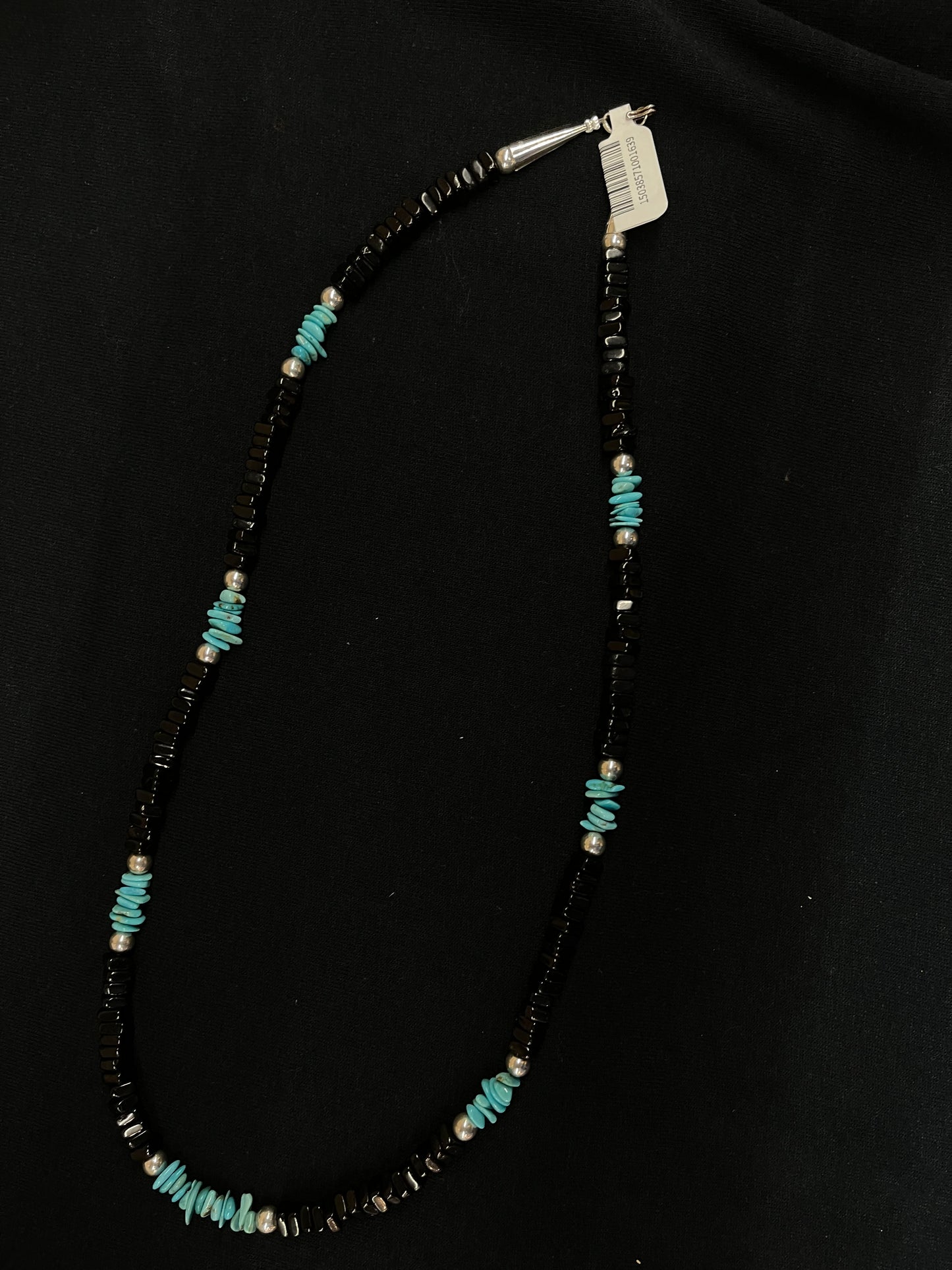 24" Black Onyx and Turquoise Nugget Necklace