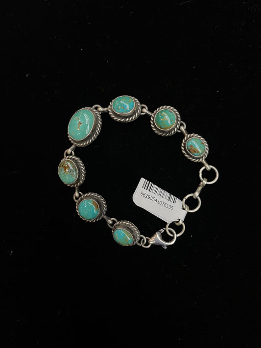 6 1/2"-8" Kingman Turquoise Bracelet by Augustine Largo, Navajo