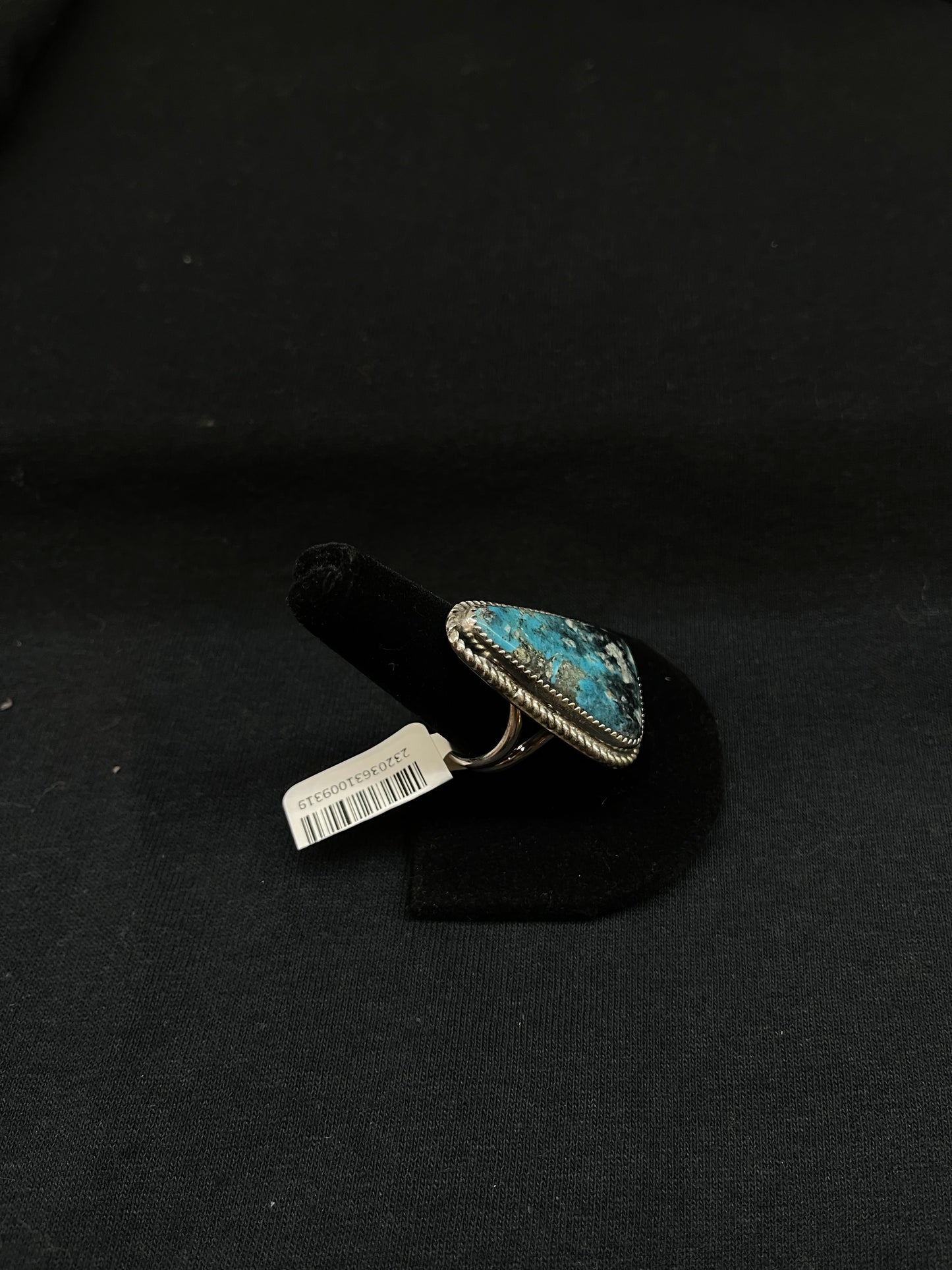 9.5 Kingman Turquoise Triangle Ring by Leslie Nez, Navajo