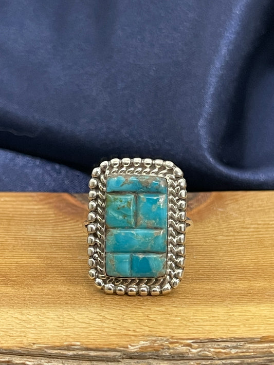 9.5 Turquoise Cobble Stone Inlay Ring